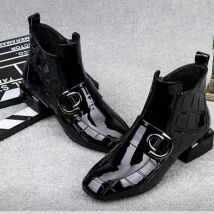 Nouvelles bottes courtes en cuir laqué pour femmes, bottes tendance pour femmes