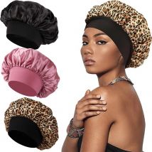 Bonnet de nuit à imprimé léopard automne et hiver, chapeau en satin à large bord, bonnet de soins capillaires, bonnet de lavage, bonnet de douche, bonnet pour cheveux