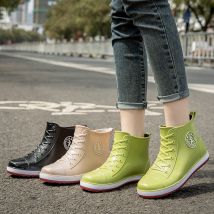 Spring and autumn rain shoes women's fashion outer wear non-slip rain boots student rubber shoes cotton overshoes low-top short waterproof shoes