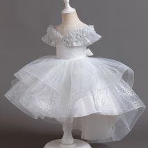 [PetiteRoyale] Robe de bal pour fille – Robe princesse en tulle à volants | Tenue de cérémonie et de cérémonie pour demoiselle d'honneur (3-12 ans)