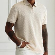 Men's Clothing Solid Color Lapel Front Button Short Sleeve Simple Polo Shirt Casual Daily Versatile Tops