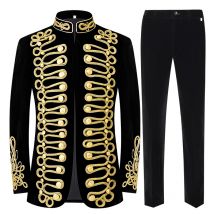 Vêtements pour hommes robe de palais robe militaire rétro aristocratique veste en corde dorée incrustée de fil d'or costume de scène