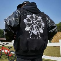 Vêtements pour hommes nouvelle marque tendance printemps et automne 2025 veste de baseball ample à imprimé hip-hop américain pour hommes et femmes