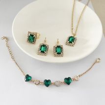 Ensemble de bijoux de mariage, collier, boucles d'oreilles, bague, bracelet, accessoires pour dîner de mariage
