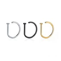 Anneau de nez en forme de D en acier inoxydable piercing gratuit style punk plaqué or k clou de nez anneau de lèvre piercing bijoux