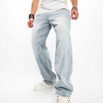 [UrbanVintage] Men's Relaxed Fit Jeans - Washed Wide Leg | Euro-American Minimalist Denim