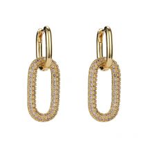 Boucles d'oreilles pour femme - Boucles d'oreilles pendantes en cuivre et zircon d'inspiration vintage - Boucles d'oreilles géométriques minimalistes