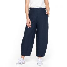 7/8-Leinenhose mit Tulpenbein und Eingrifftaschen, nachtblau 38