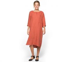 Tunika-Leinenkleid mit kurzer Knopfleiste und 3/4-Arm, ton 36/38