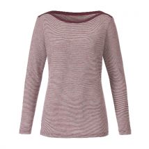 Ringelshirt aus reiner Bio-Schurwolle, mauve melange 40/42