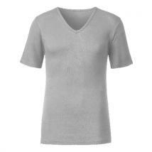 Doppelpack Kurzarmshirt mit V-Ausschnitt aus reiner Bio-Baumwolle, grau-meliert 8