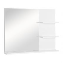 kleankin Badspiegel  Wandspiegel mit 3 Ablagen, Spiegelregal für Badezimmer, MDF, Weiß, 60x10x48cm  Aosom.de