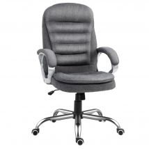 Vinsetto Ergonomic Office Chair Task Chair for Home with Arm, Swivel Wheels, Linen Fabric, Grey