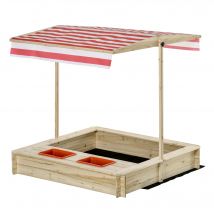 Outsunny Bac à sable en bois avec toit ajustable en hauteur inclinable protégé UV fond de bac non inclus 118 x 118 x 118 cm-AOSOM.fr