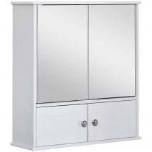 kleankin Spiegelschrank  Badezimmerschrank mit Regalen aus Glas, Hängeschrank in Weiß, 55x17,5x60cm  Aosom.de