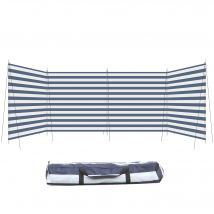Outsunny Paravent brise-vent de camping portable pliable avec sac de transport et poteaux en acier dim. 540 cm x 150 cm bleu et blanc