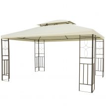 Outsunny Tonnelle Barnum Pavillon de Jardin Style Colonial Double Toit 4 x 3 m acier crème