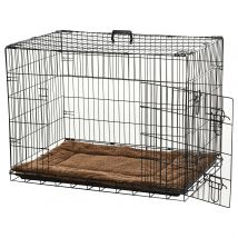 PawHut Cage Spacieuse Chien Pliable Poignée Coussin 92x57x62,5cm Noir   Aosom France