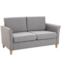 HOMCOM® Doppelsofa  Gemütliches Sofa abnehmbar mit Kissen, Leinen, Hellgrau, 141x65x78cm  Aosom.de