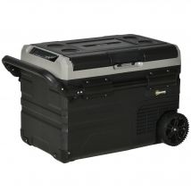 Outsunny Kühlbox Auto 40L mit LED-Beleuchtung, Kompressor Autokühlschrank mit Transportrollen, 12/24V DC und 110-240V AC, Grau und Schwarz   Aosom.de