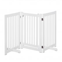 PawHut Barrière modulable pliable barrière de sécurité avec porte verrouillable intégrée dim. 155L x 35,5l x 76H cm MDF blanc