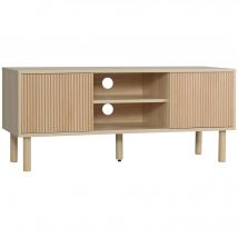 HOMCOM Meuble TV support TV pour télévision jusqu'à 50 pouces 2 portes coulissantes et 2 niches avec passe-câbles - 115 x 40 x 49 cm