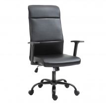 Vinsetto Fauteuil manager chaise de bureau ergonomique pivotant 360° hauteur assise réglable revêtement synthétique PU noir