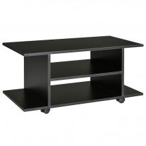 HOMCOM TV-Schrank Fernsehschrank TV Lowboard mit offenen Ablageflächen 4 Rollen TV-Bank Fernsehtisch bis zu 42 Zoll Spanplatte Schwarz 80 x 40 x 40cm   Aosom