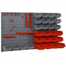 Werkzeuglochwand, Werkzeughalter, Rot+Grau, 63,5x22,5x95,5 cm  Aosom.de