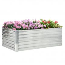 Outsunny Carré potager de jardin  lit de jardin extra-large rectangulaire tubes de renforcement acier galvanisé 180 x 90 x 59 cm