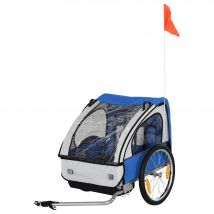 HOMCOM Kinderanhänger Kinderfahrrad, für 2 Kinder, Stahlrahmen, Sitzträger mit Sicherheitsgurt, für Kinder ab 18 Monaten, Oxford-Gewebe   Aosom