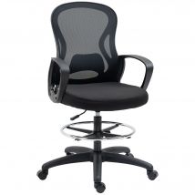 Vinsetto Fauteuil chaise de bureau assise haute fauteuil de bureau en maille hauteur réglable pivotant avec repose-pied noir