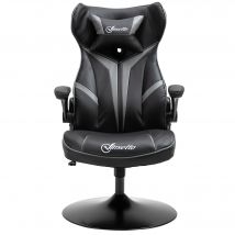 Vinsetto Fauteui chaise de bureau chaise gaming pivotante 360° hauteur réglable accoudoirs revelables gris clair et noir   Aosom France