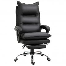 Vinsetto Fauteuil chaise de bureau avec repose-pied dossier inclinable hauteur réglable revêtement PU 66 x 72 x 122-130 cm noir   Aosom France