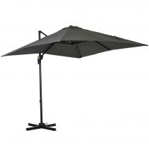 Outsunny Parasol déporté carré inclinable manivelle avec pied en acier dim. 2,5L x 2,5l m alu. polyester gris
