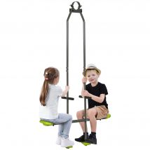 Outsunny Balançoire agrès vis-à-vis pour les enfants en acier et plastique pour portique - 3 à 6 ans 97,5 x 23 x 170 cm vert   Aosom France
