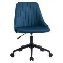 Vinsetto Bürostuhl Drehstuhl Schreibtischstuhl ergonomisch Liniendesign höhenverstellbar 360° drehbar Samtartiges Polyester Blau 50 x 58 x 77-85 cm