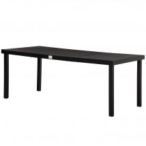Outsunny Table de Jardin Rectangulaire 8 Personnes Plateau PE Aspect Bois Noir   Aosom France