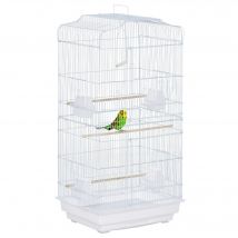Pawhut Cage à oiseaux volière avec mangeoires perchoirs plateau excrément amovible cage pour canaris perruches perroquets 46,5 x 35,5 x 92 cm blanc