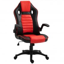 Vinsetto Gaming Stuhl mit Wippenfunktion Racing Stuhl ergonomisch Bürostuhl Armlehnen höhenverstellbar Kunstleder Rot+Schwarz 66,5 x 66 x 113–122 cm