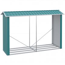 Outsunny Abri bûches de stockage pour bois de chauffage en acier galvanisé 240 x 86 x 160 cm vert