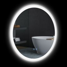 kleankin Miroir salle de bain miroir rond lumineux LED Ø 60 cm miroir mural avec éclairage 3 couleurs interrupteur tactile 29 W gris