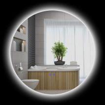 kleankin Miroir rond lumineux LED de salle de bain Ø 60 cm mural avec éclairage interrupteur tactile système antibuée  29 W gris
