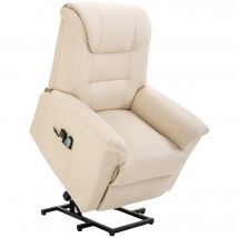 HOMCOM Sessel mit Aufstehhilfe, Elektrischer Massagesessel, Relaxsessel mit Liegefunktion, Fernsehsessel mit Seitentasche, Fernbedienung, Kunstleder