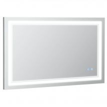 kleankin Badspiegel  Badezimmerspiegel mit LED-Beleuchtung, Touchschalter, 3 Lichtfarben, IP44 Wasserdicht, 100x60cm  Aosom.de