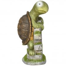 Outsunny Schildkröten-Skulptur mit LED Solarleuchte  Gartenfigur, 36,5 cm Outdoor-Ornament für Rasen, Garten, Hof  Aosom.de