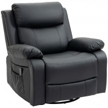 HOMCOM Fauteuil de massage et relaxation électrique inclinable pivotant repose-pied télécommande noir