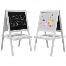 AIYAPLAY Tableau chevalet enfant Tableau double 2 en 1 face ardoise magnétique et face tableau noir à craie blanc