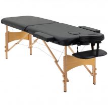 HOMCOM Massageliege klappbar tragbar Kopfstütze Massagetisch höhenverstellbarer Massagebett Kunstleder Holz Schwarz