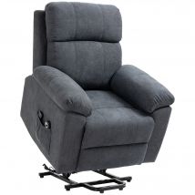 HOMCOM Sessel mit Aufstehhilfe, Relaxsessel mit Liegefunktion, Massagesessel mit Seitentasche, TV-Sessel mit Fernbedienung, Grau